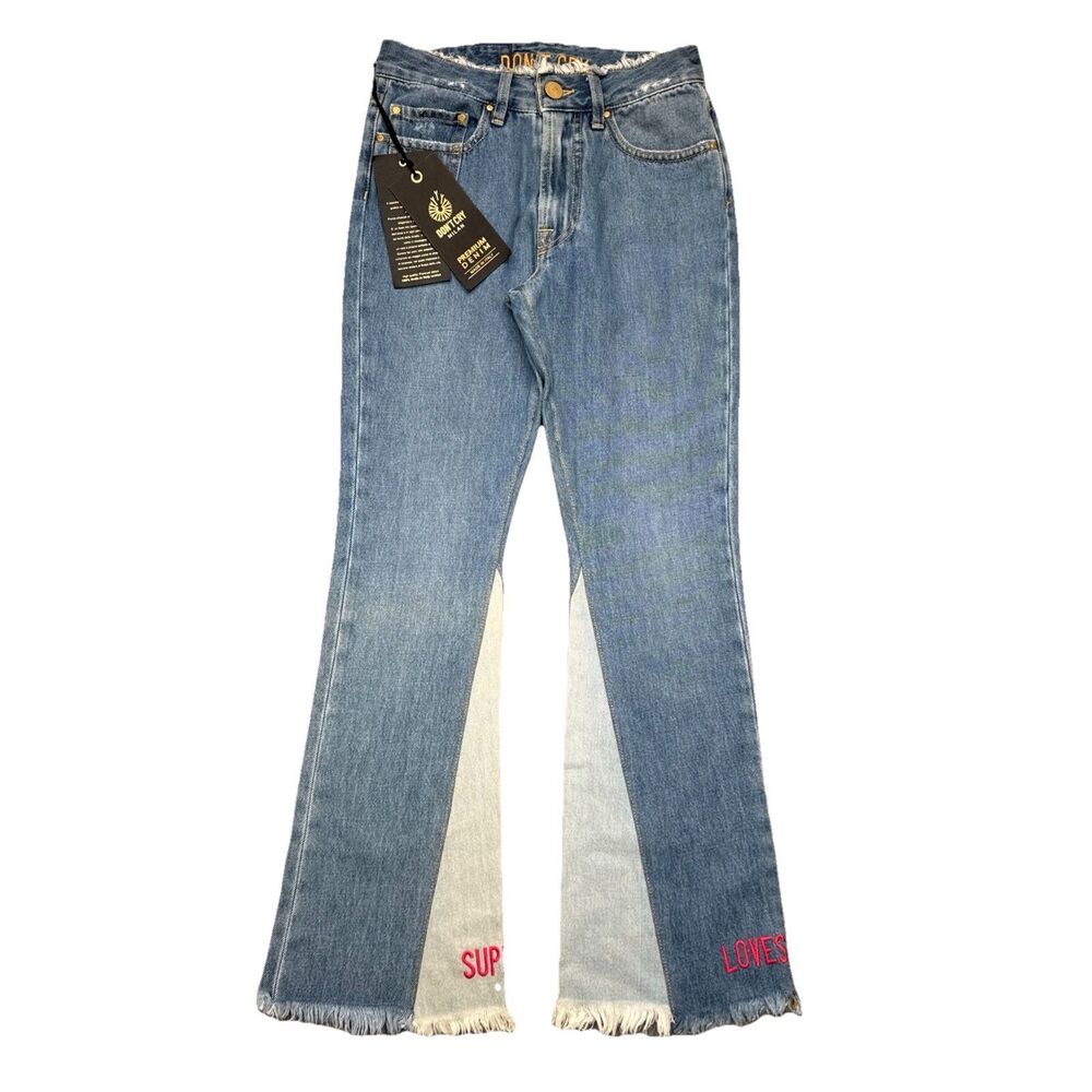 Don’t Cry Milan Italy Cropped Semi Bootcut Jeans 24 (24x27) Fray Distress Womens
